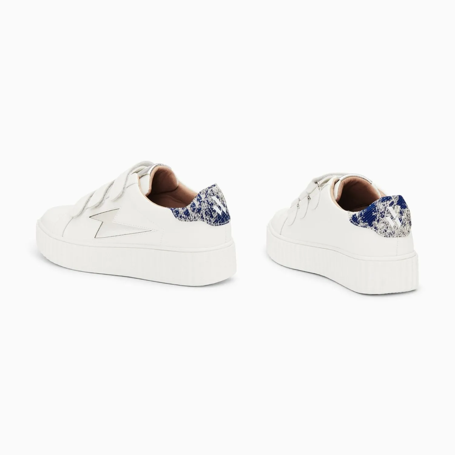 Vanessa Wu Sneakers>Baskets Eclair Susan Blanc Et Argent A Scratchs