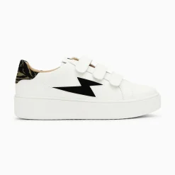 Vanessa Wu Sneakers>Baskets Eclair Susan Blanc Et Noir A Scratchs