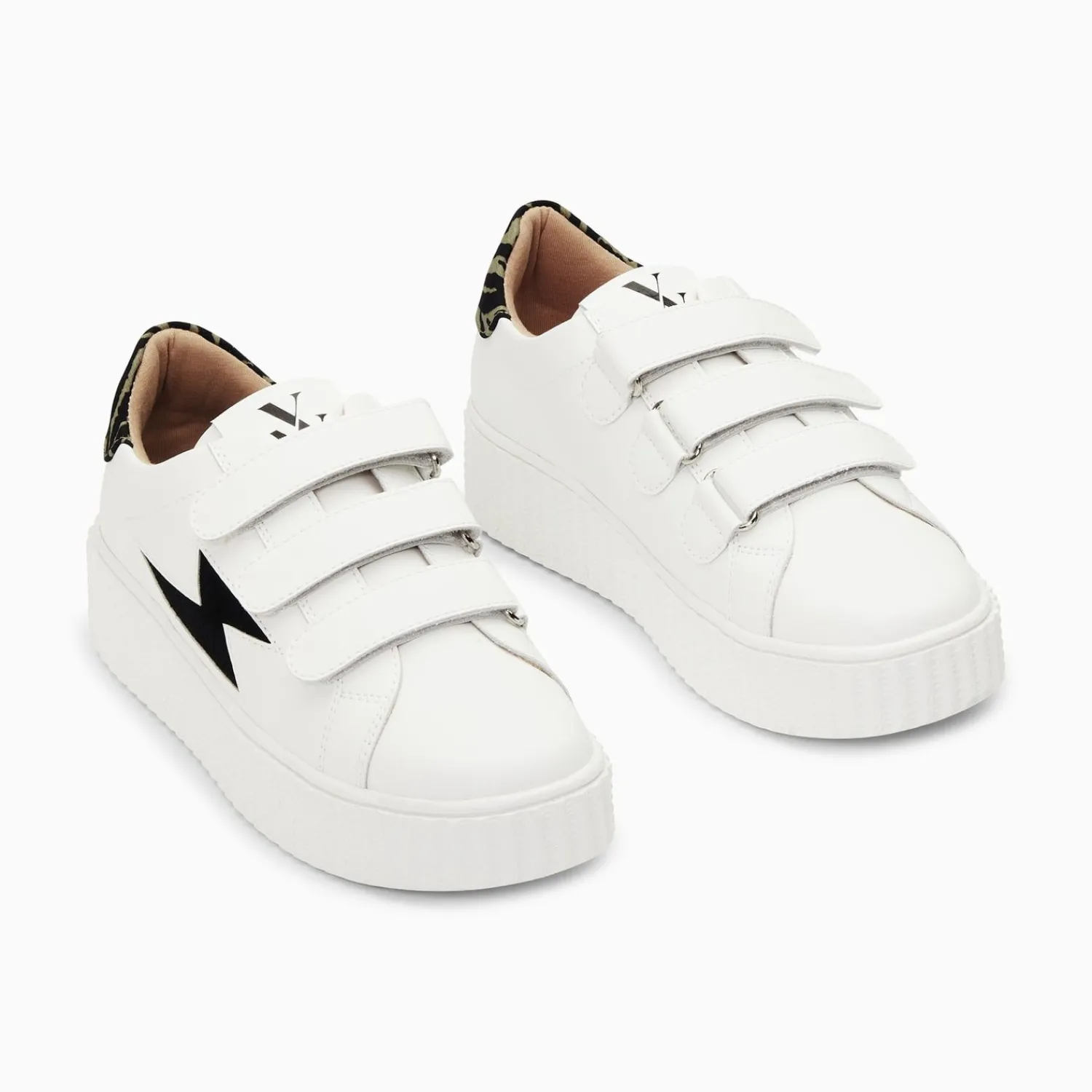 Vanessa Wu Sneakers>Baskets Eclair Susan Blanc Et Noir A Scratchs