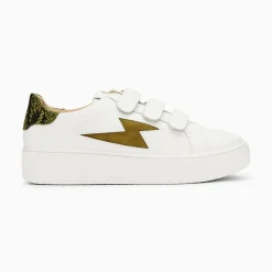 Vanessa Wu Sneakers>Baskets Eclair Susan Blanc Et Kaki A Scratchs