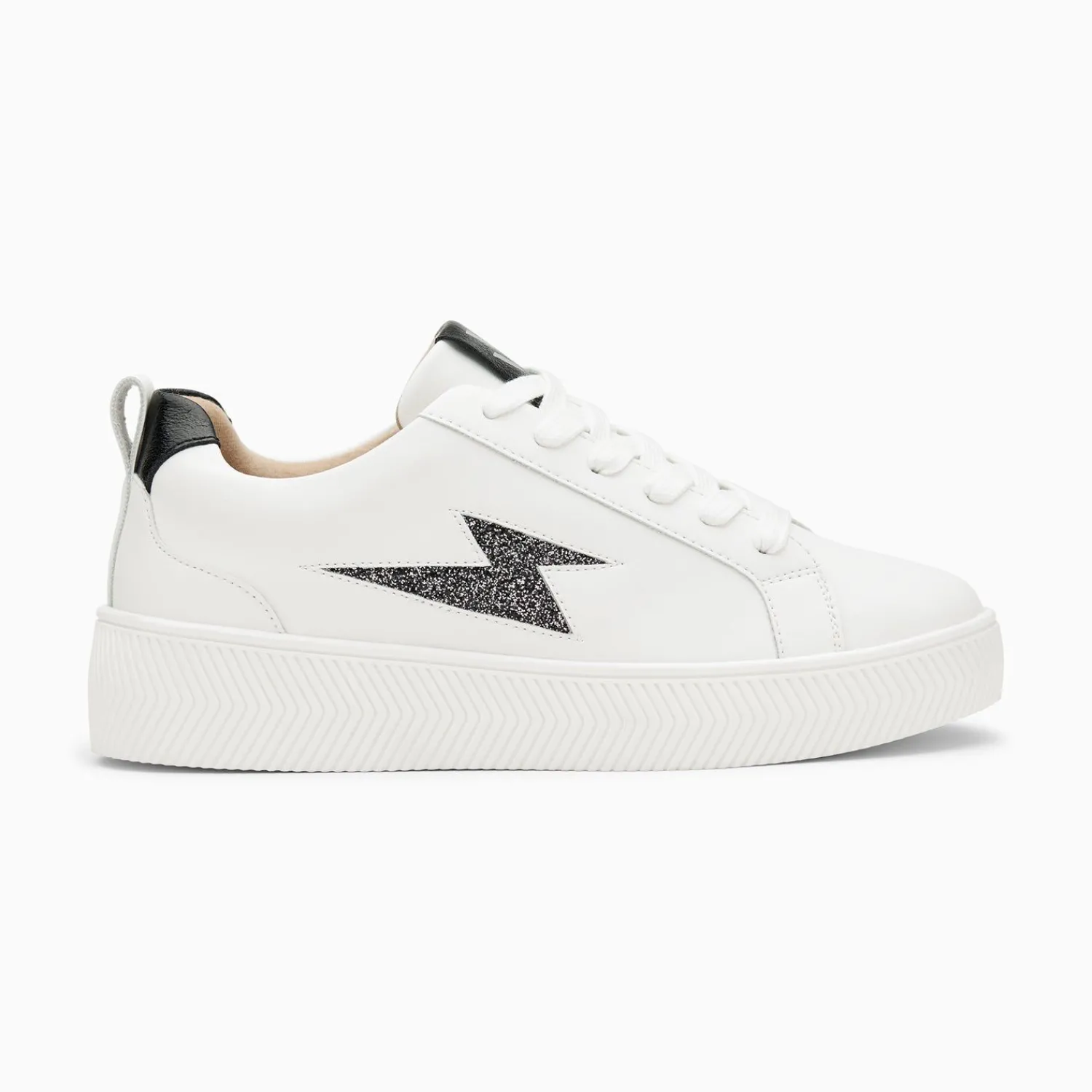 Vanessa Wu Sneakers>Baskets Eclair Tania Blanc Et Noir A Paillettes