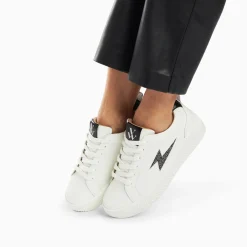 Vanessa Wu Sneakers>Baskets Eclair Tania Blanc Et Noir A Paillettes