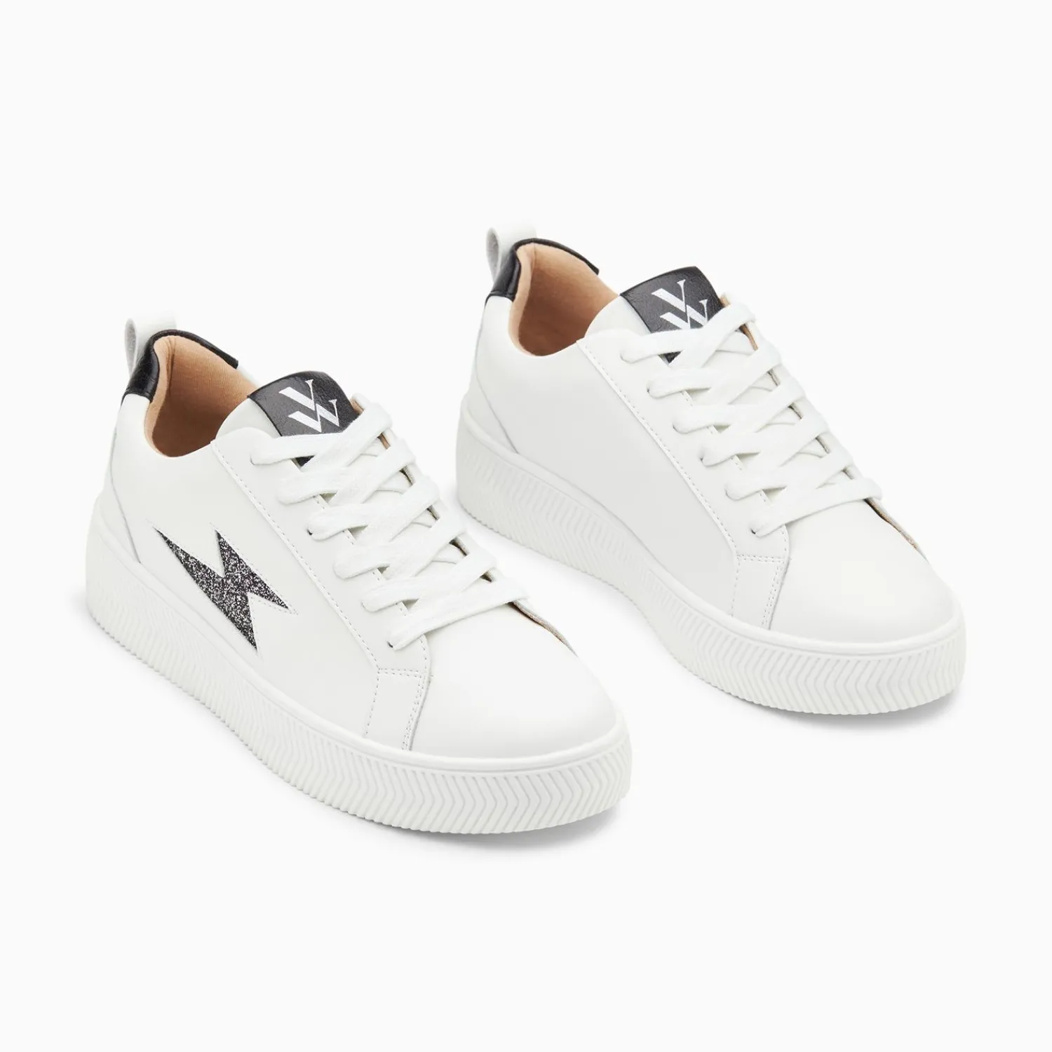 Vanessa Wu Sneakers>Baskets Eclair Tania Blanc Et Noir A Paillettes