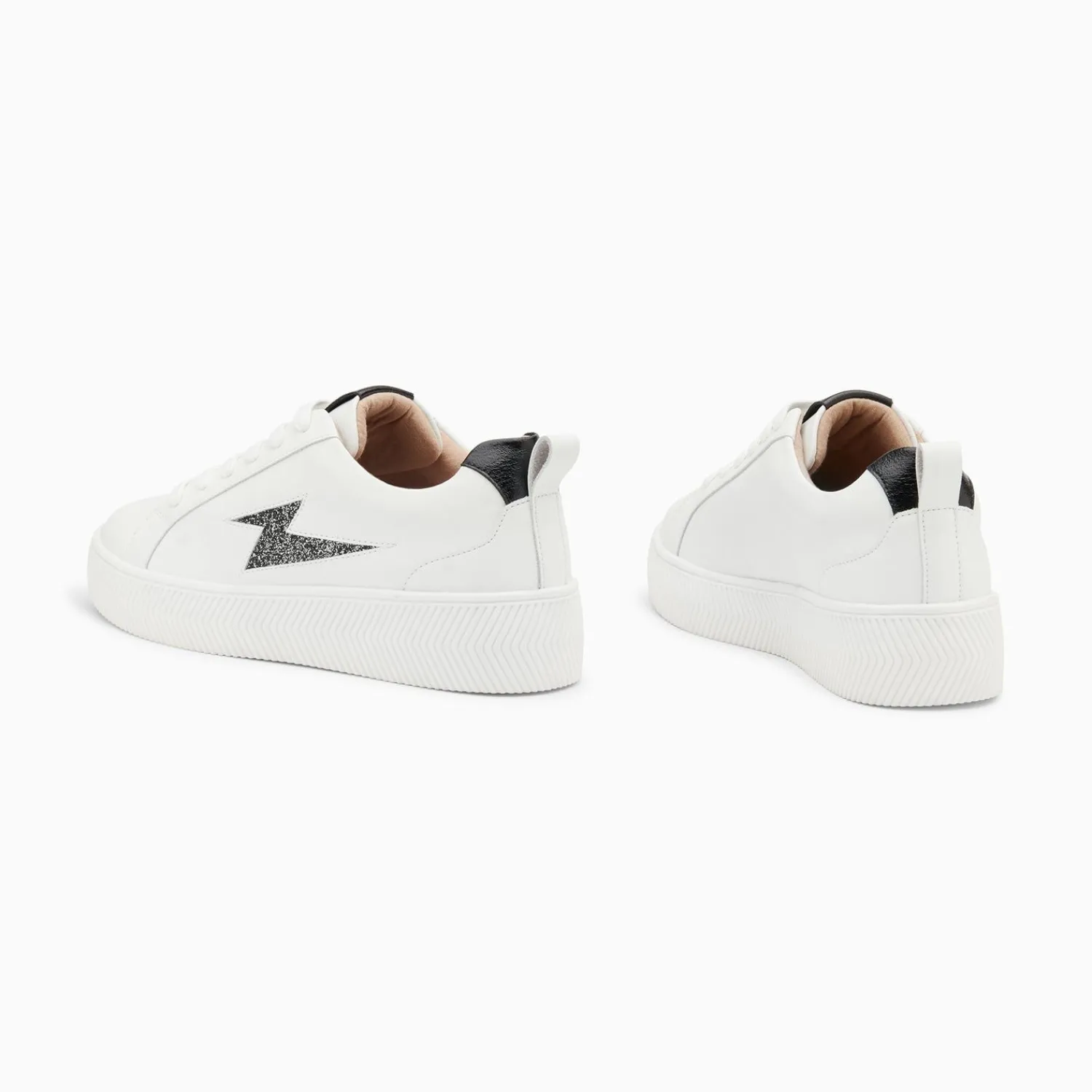 Vanessa Wu Sneakers>Baskets Eclair Tania Blanc Et Noir A Paillettes