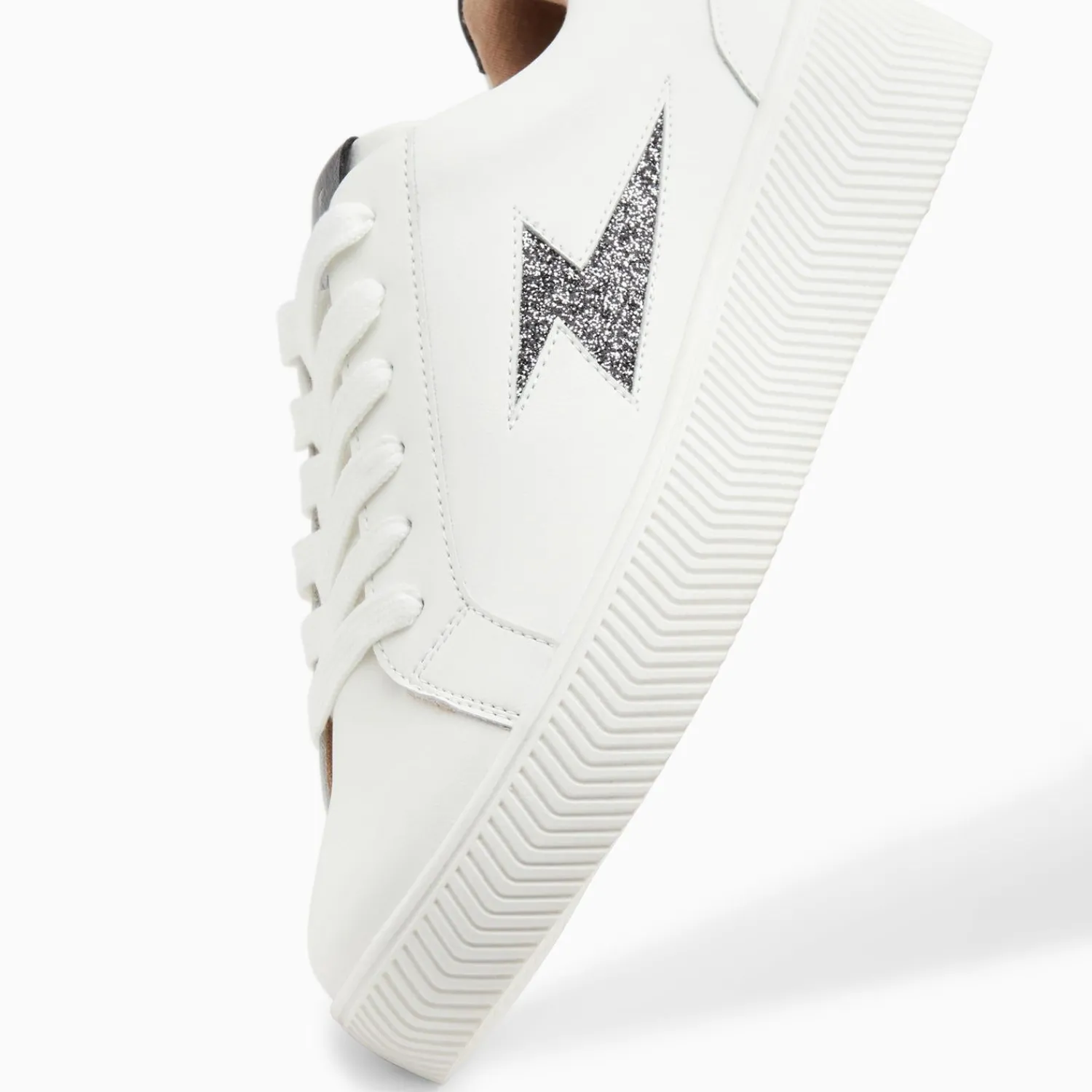 Vanessa Wu Sneakers>Baskets Eclair Tania Blanc Et Noir A Paillettes