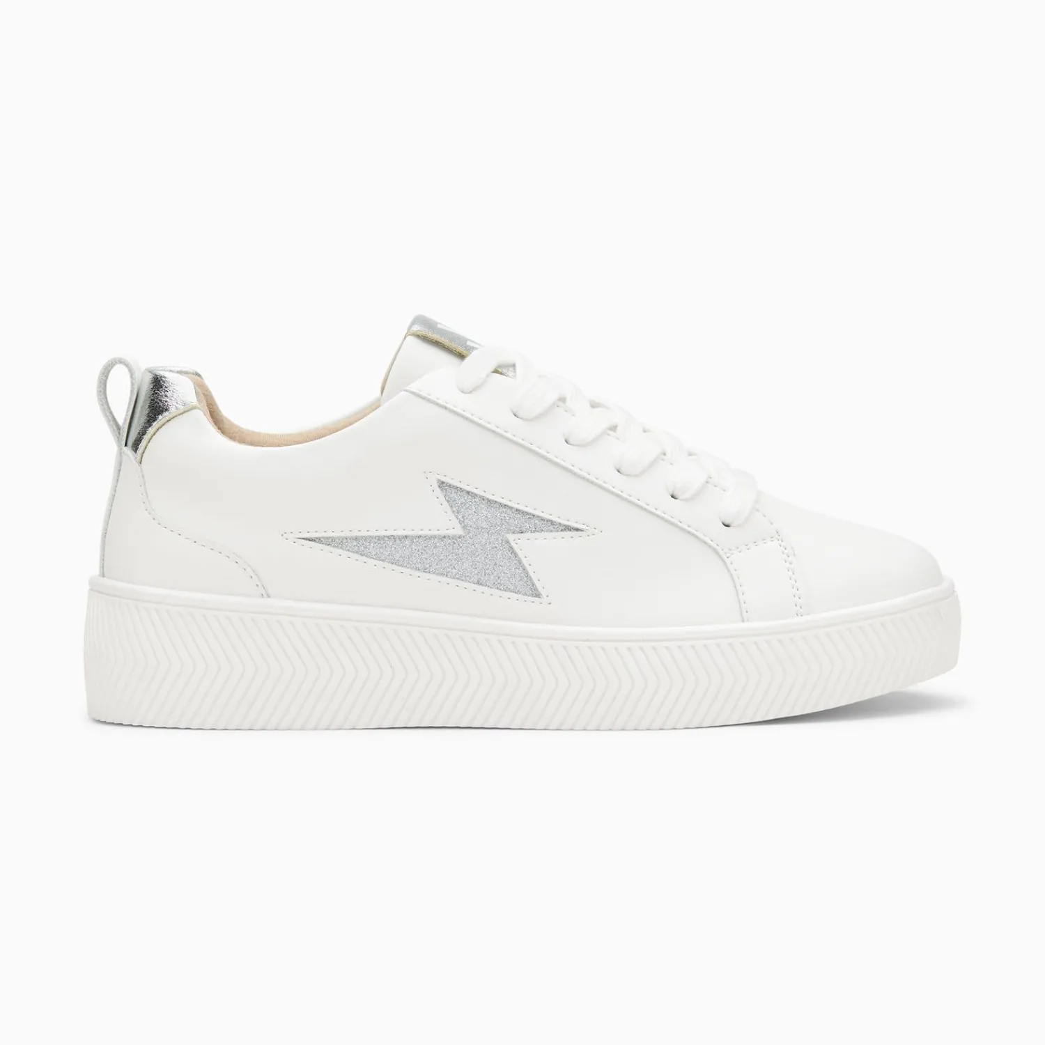 Vanessa Wu Sneakers>Baskets Eclair Tania Blanc Et Argent A Paillettes