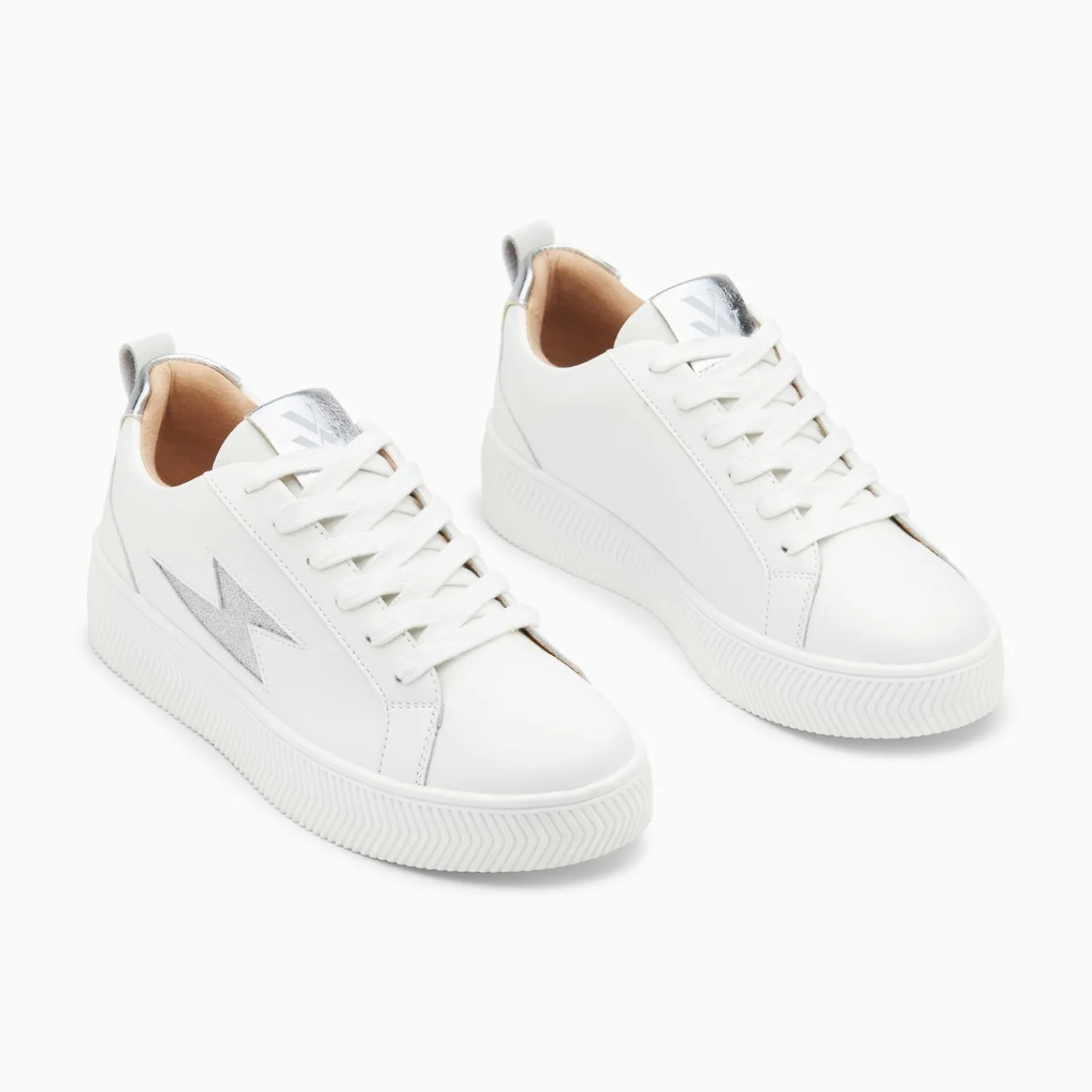 Vanessa Wu Sneakers>Baskets Eclair Tania Blanc Et Argent A Paillettes