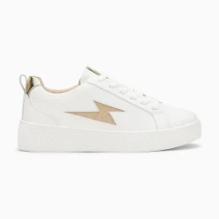 Vanessa Wu Sneakers>Baskets Eclair Tania Blanc Et Or A Paillettes