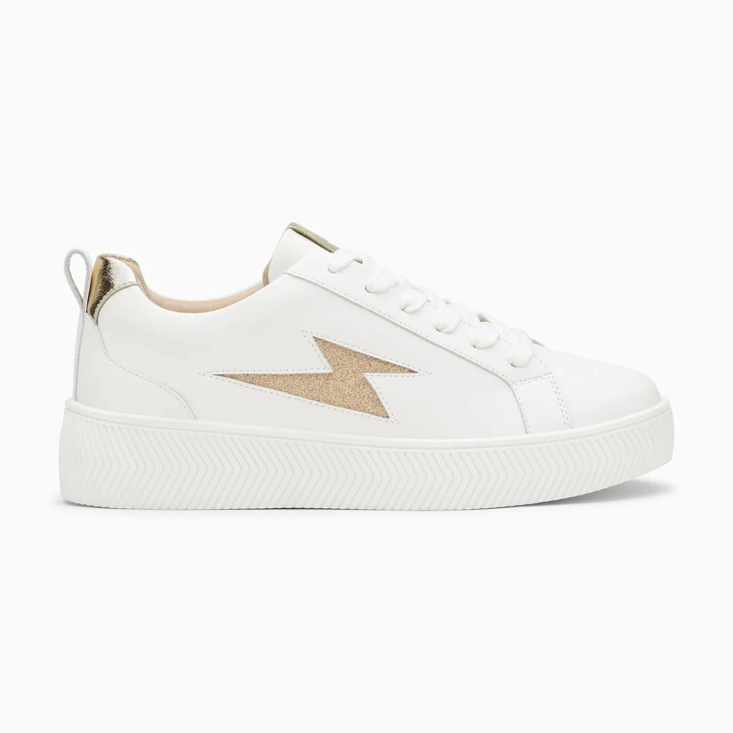 Vanessa Wu Sneakers>Baskets Eclair Tania Blanc Et Or A Paillettes