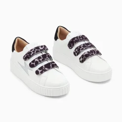 Vanessa Wu Sneakers>Baskets Eclair Thais Blanc Et Argent Paillete A Scratchs