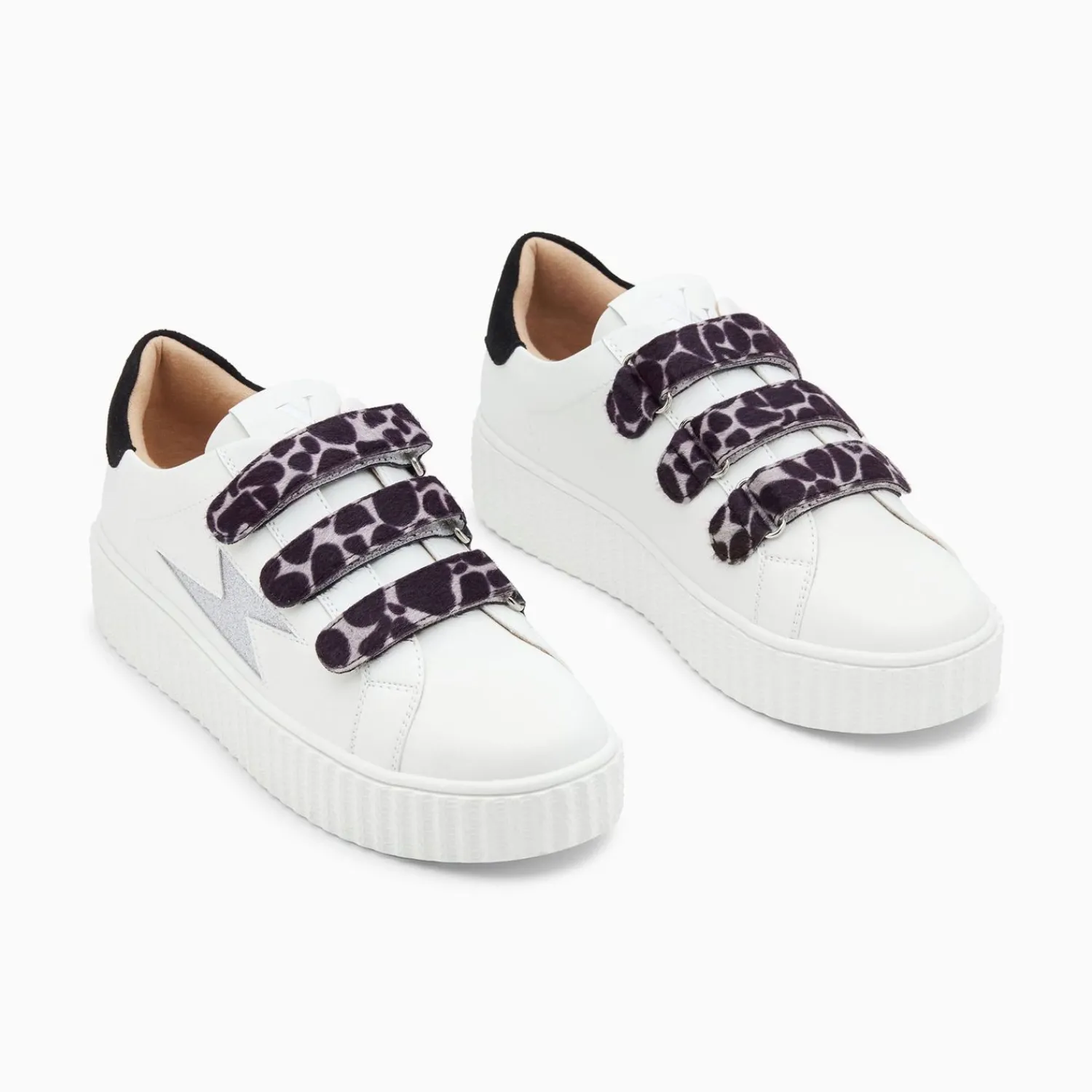 Vanessa Wu Sneakers>Baskets Eclair Thais Blanc Et Argent Paillete A Scratchs
