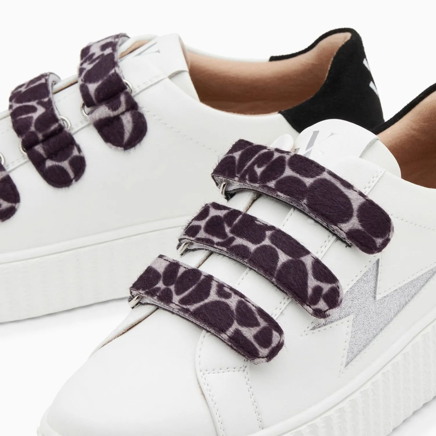 Vanessa Wu Sneakers>Baskets Eclair Thais Blanc Et Argent Paillete A Scratchs