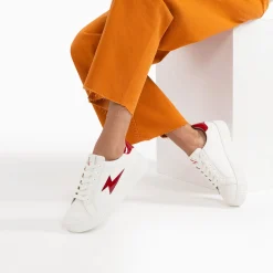 Vanessa Wu Sneakers>Baskets Eclair Tiff Blanc Et Rouge Verni A Lacets