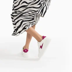 Vanessa Wu Sneakers>Baskets Eclair Tiff Blanc Et Magenta A Lacets