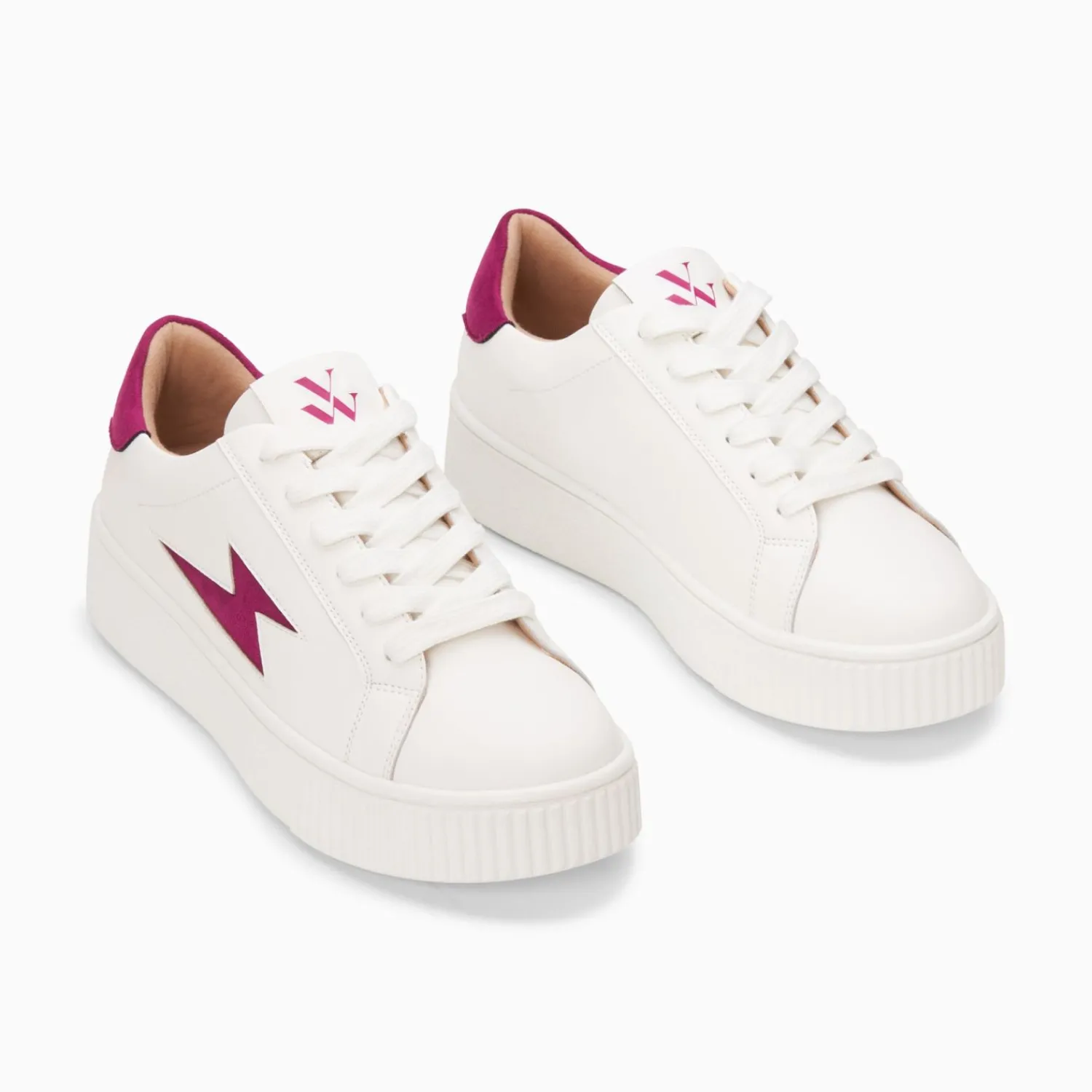 Vanessa Wu Sneakers>Baskets Eclair Tiff Blanc Et Magenta A Lacets
