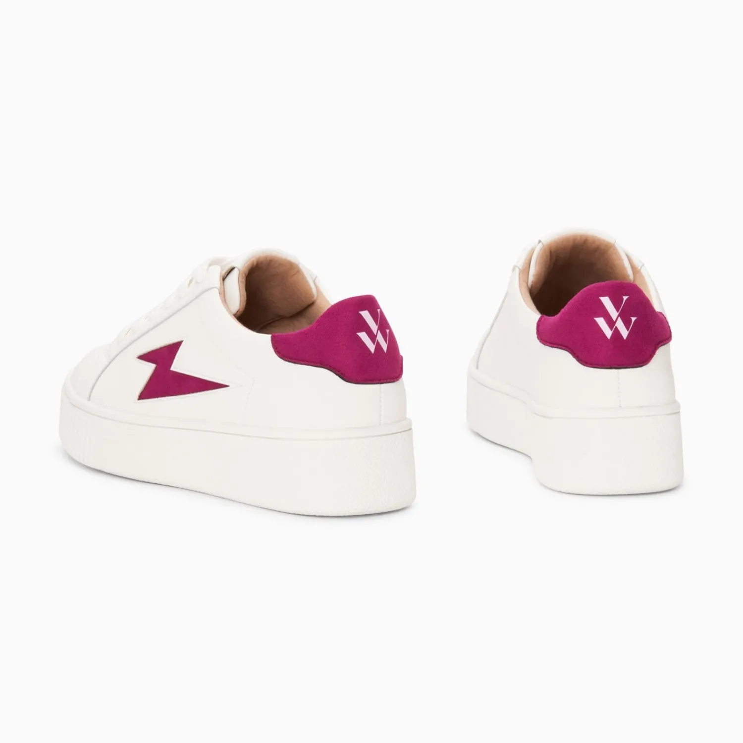 Vanessa Wu Sneakers>Baskets Eclair Tiff Blanc Et Magenta A Lacets