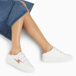 Vanessa Wu Sneakers>Baskets Eclair Vicky Blanc Et Vieux Rose A Scratchs