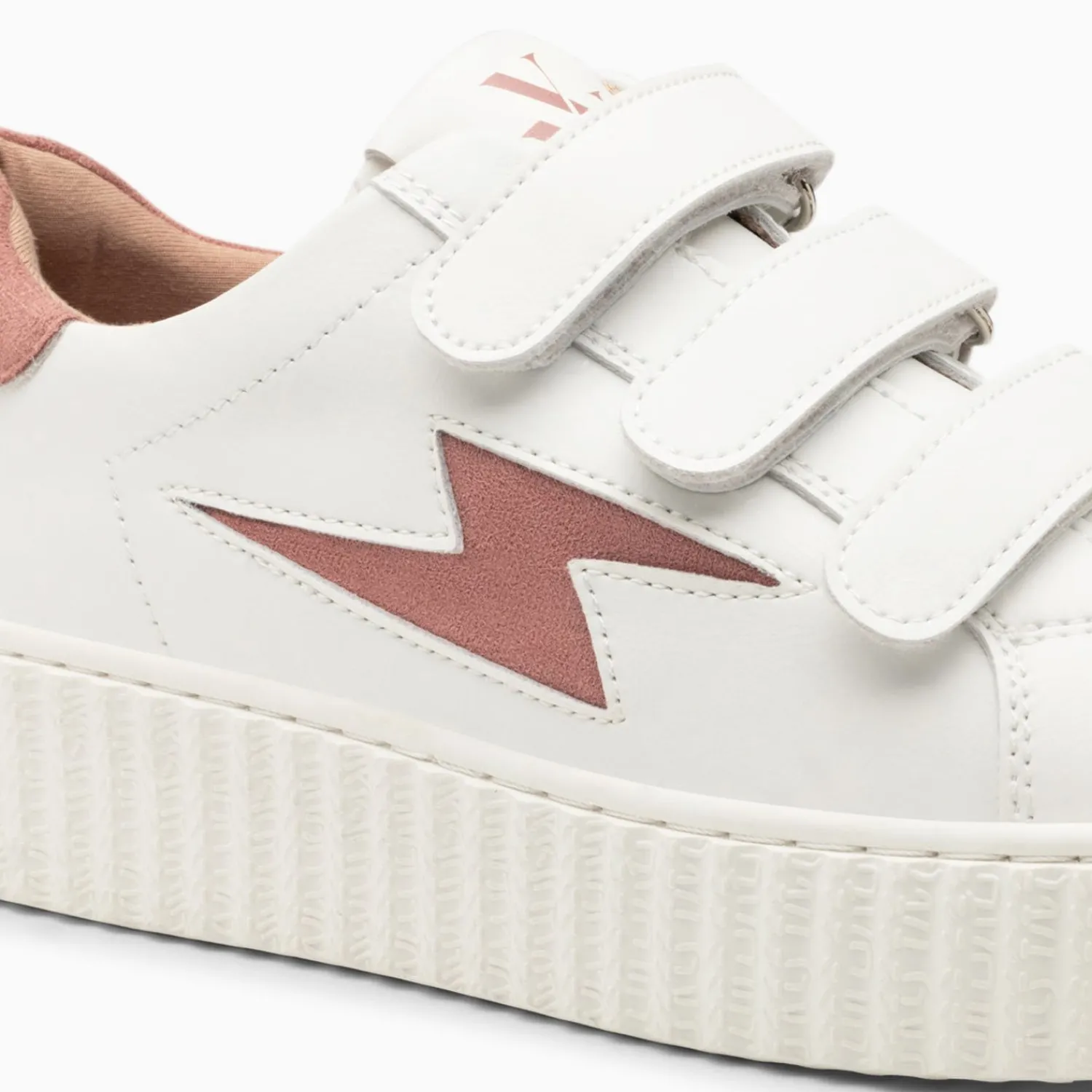 Vanessa Wu Sneakers>Baskets Eclair Vicky Blanc Et Vieux Rose A Scratchs