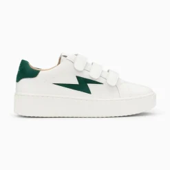 Vanessa Wu Sneakers>Baskets Eclair Vicky Blanc Et Vert Sapin A Scratchs