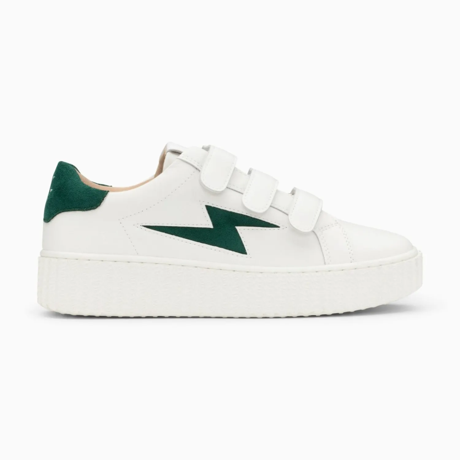 Vanessa Wu Sneakers>Baskets Eclair Vicky Blanc Et Vert Sapin A Scratchs