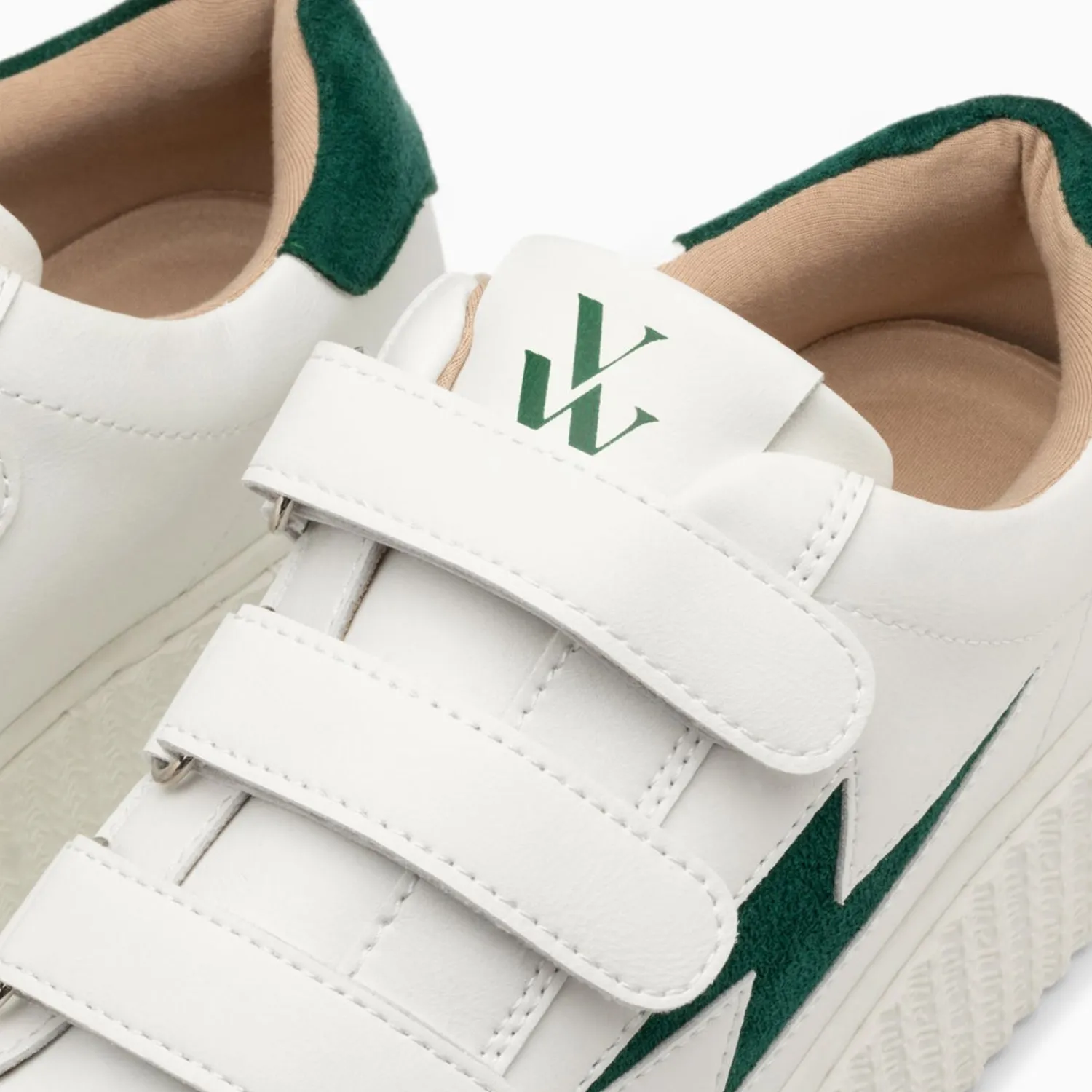 Vanessa Wu Sneakers>Baskets Eclair Vicky Blanc Et Vert Sapin A Scratchs
