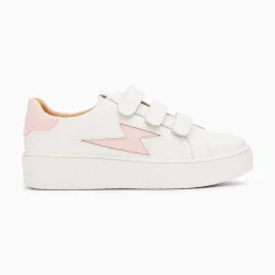Vanessa Wu Sneakers>Baskets Eclair Vicky Blanc Et Rose A Scratchs