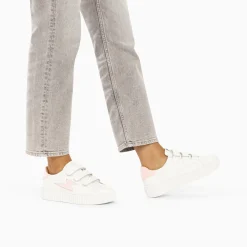 Vanessa Wu Sneakers>Baskets Eclair Vicky Blanc Et Rose A Scratchs