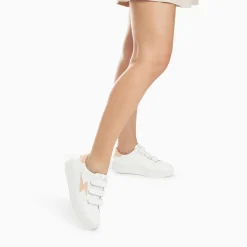 Vanessa Wu Sneakers>Baskets Eclair Vicky Blanc Et Orange Peche A Scratchs