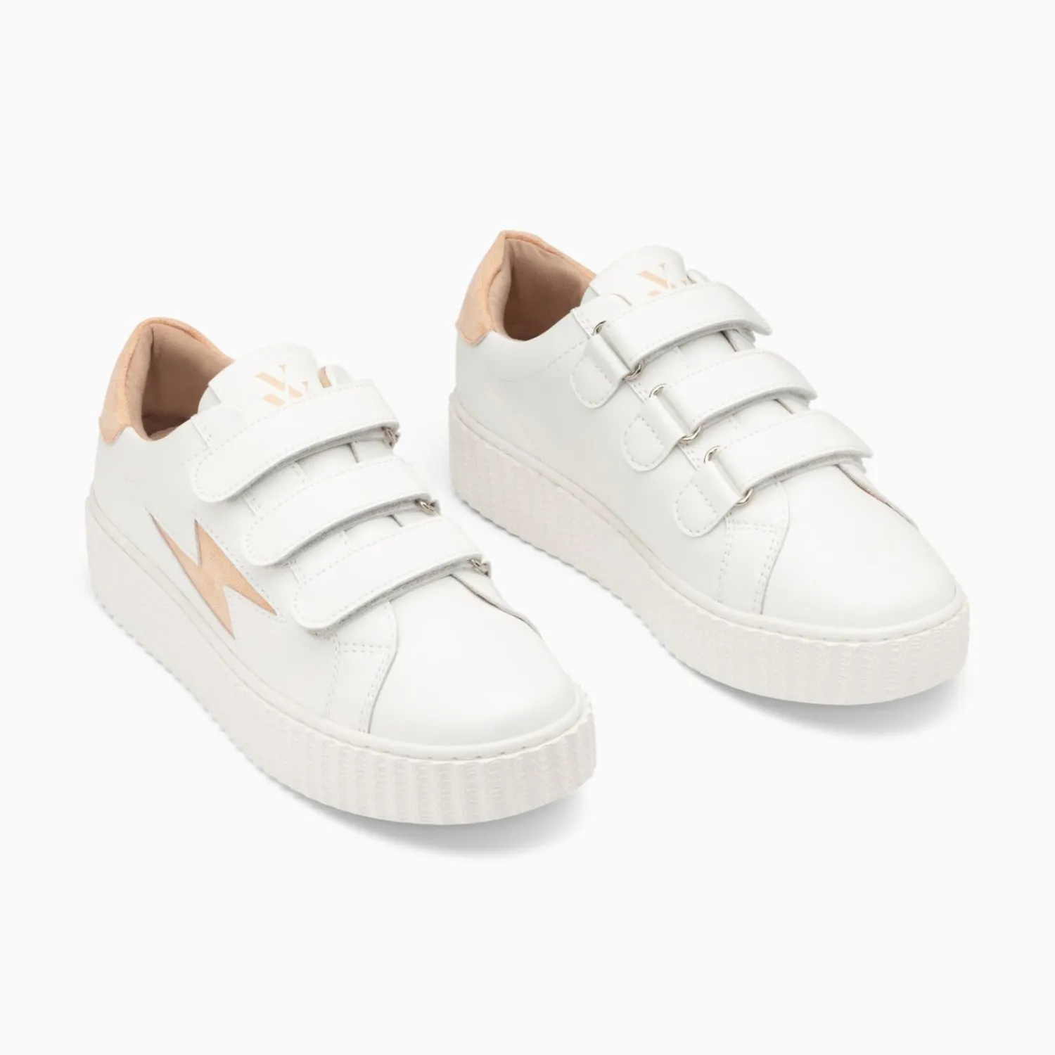 Vanessa Wu Sneakers>Baskets Eclair Vicky Blanc Et Orange Peche A Scratchs