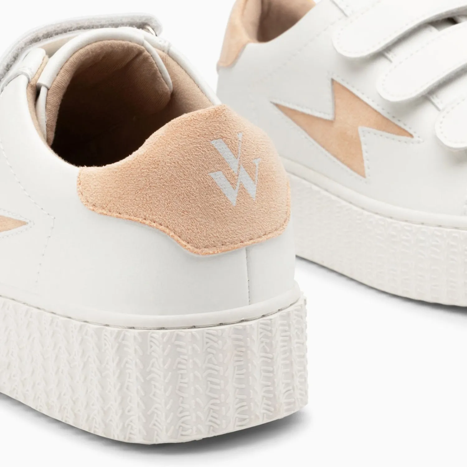 Vanessa Wu Sneakers>Baskets Eclair Vicky Blanc Et Orange Peche A Scratchs