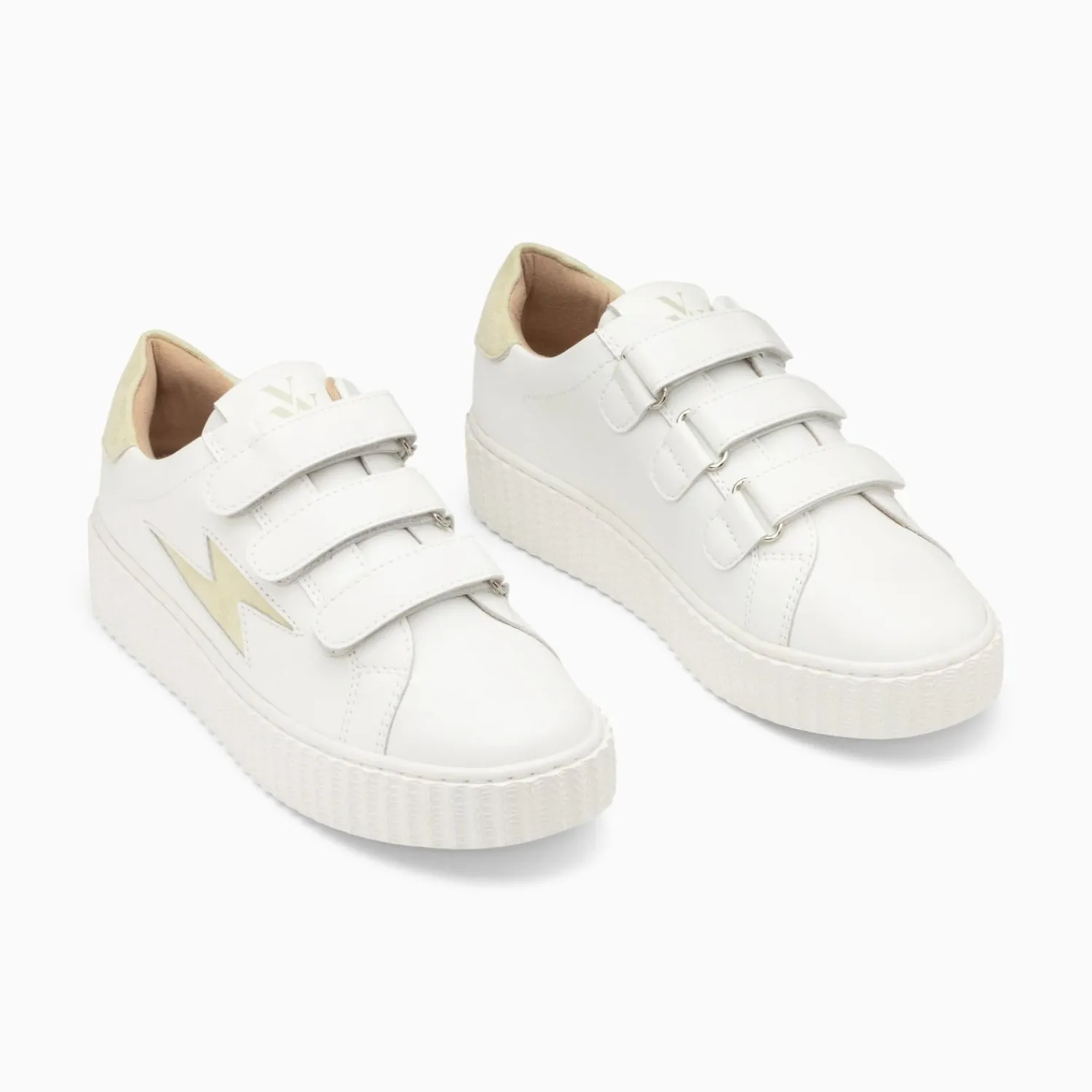 Vanessa Wu Sneakers>Baskets Eclair Vicky Blanc Et Vert Amande A Scratchs