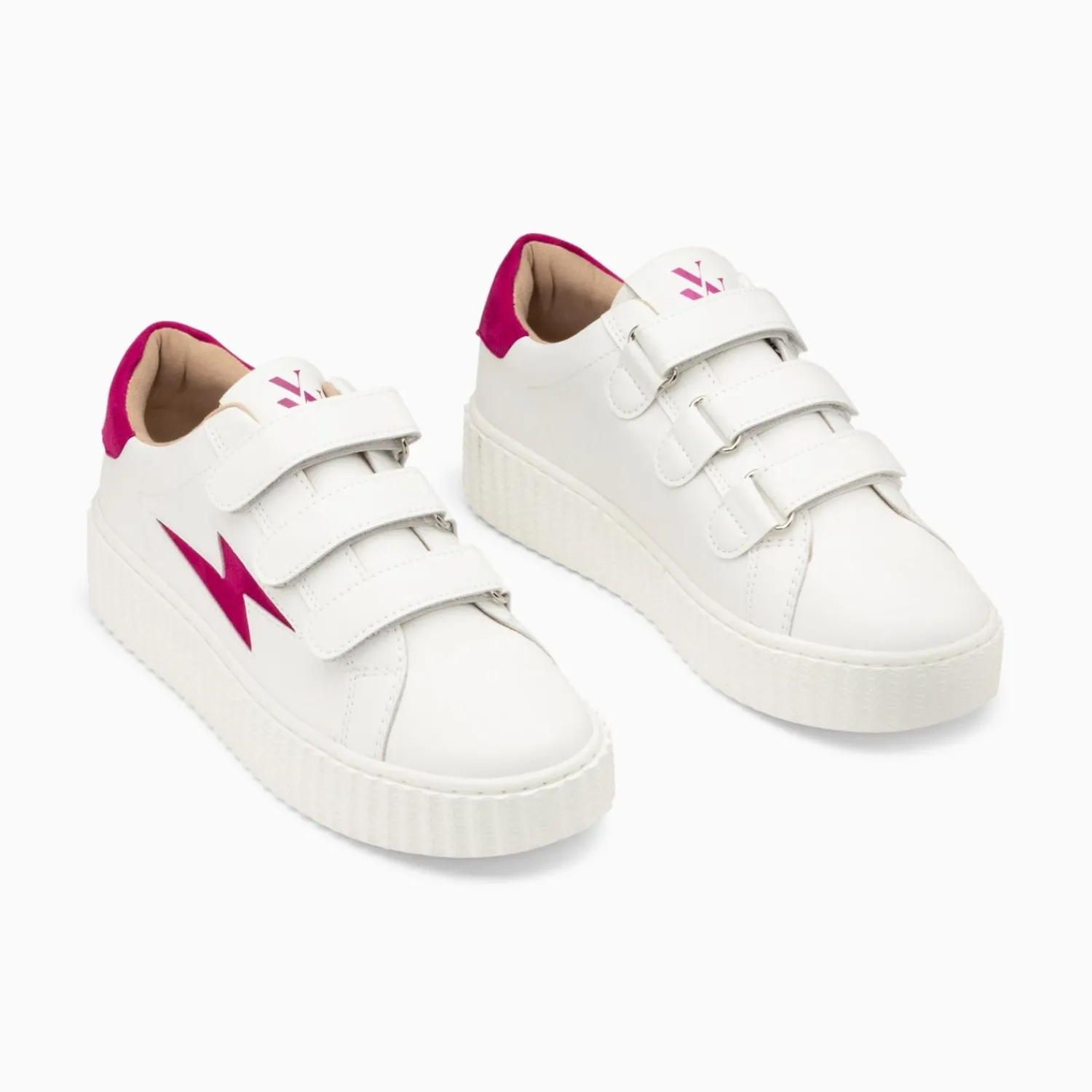 Vanessa Wu Sneakers>Baskets Eclair Vicky Blanc Et Fuchsia A Scratchs