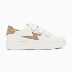 Vanessa Wu Sneakers>Baskets Eclair Vicky Blanc Et Beige A Scratchs