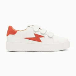 Vanessa Wu Sneakers>Baskets Eclair Vicky Blanc Et Orange A Scratchs