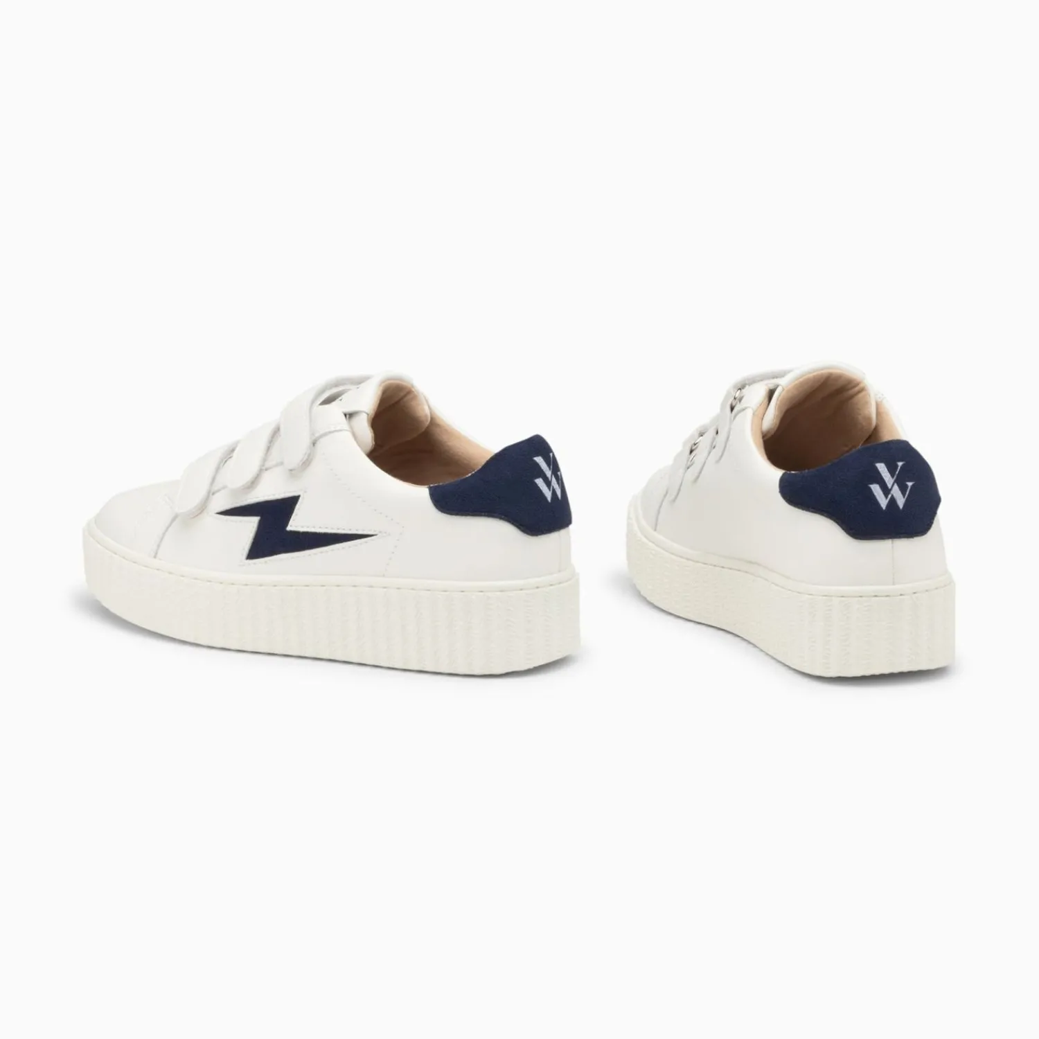 Vanessa Wu Sneakers>Baskets Eclair Vicky Blanc Et Marine A Scratchs
