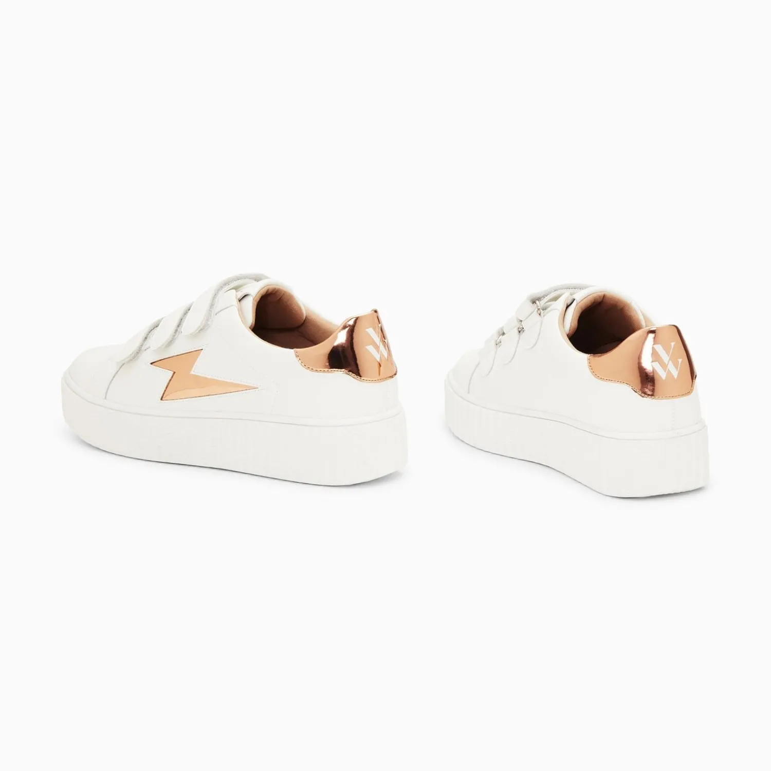 Vanessa Wu Sneakers>Baskets Eclair Willow Blanc Et Bronze Effet Miroir A Scratchs