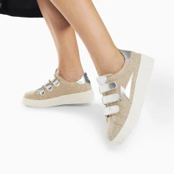 Vanessa Wu Sneakers>Baskets Eclair Wissem Beige Et Argent A Scratchs