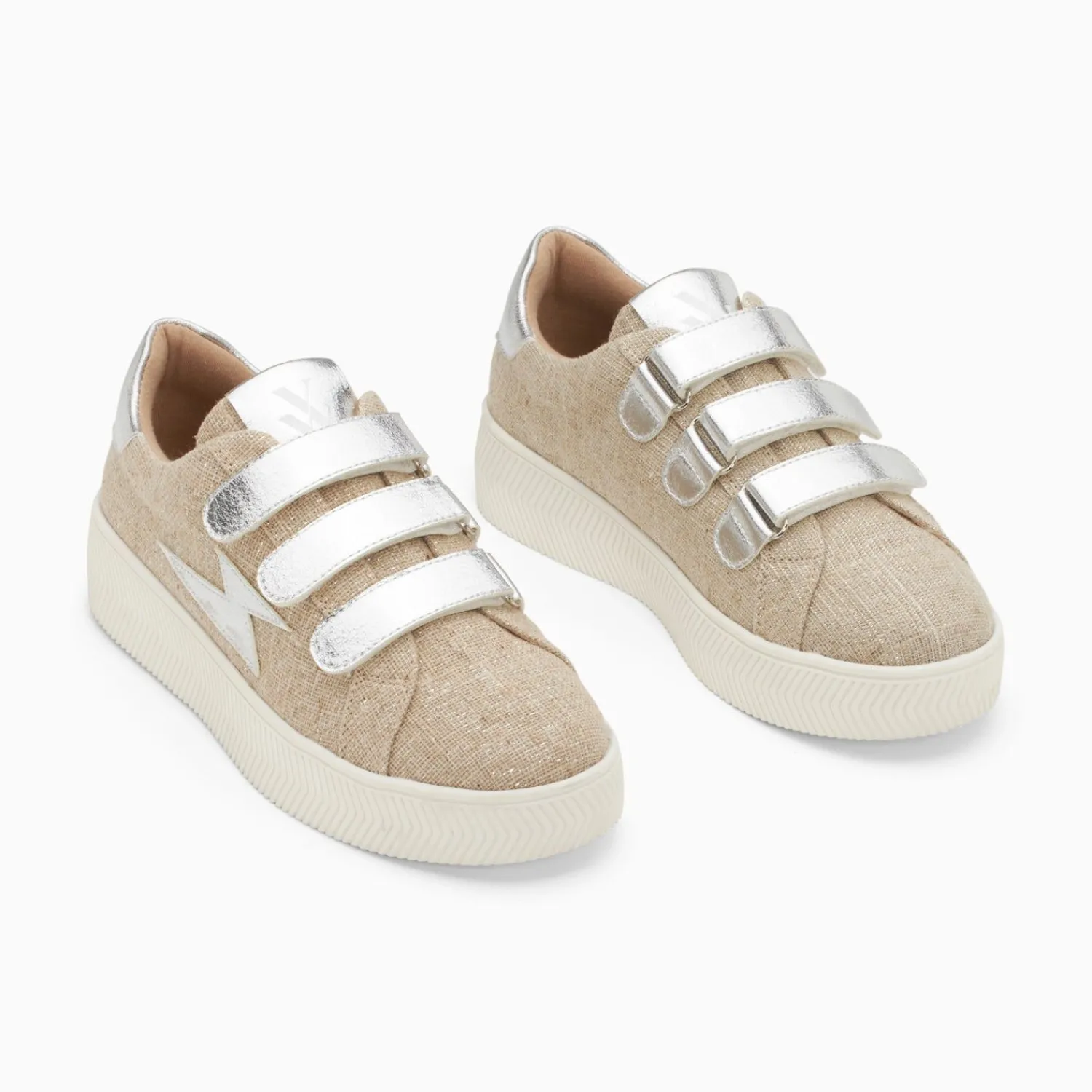 Vanessa Wu Sneakers>Baskets Eclair Wissem Beige Et Argent A Scratchs