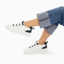 Vanessa Wu Sneakers>Baskets Eline Blanc Et Bleu Paillete A Scratchs