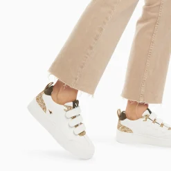 Vanessa Wu Sneakers>Baskets Eline Blanc Et Or Paillete A Scratchs