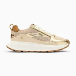 Vanessa Wu Sneakers>Baskets Emma Or Et Beige A Semelle Oversize