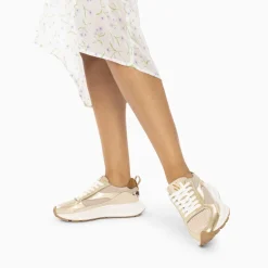 Vanessa Wu Sneakers>Baskets Emma Or Et Beige A Semelle Oversize