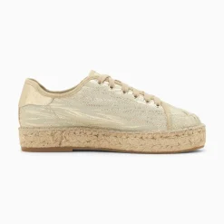 Vanessa Wu Sneakers>Baskets Espadrilles Kourtney Or Imprime Zebre A Lacets