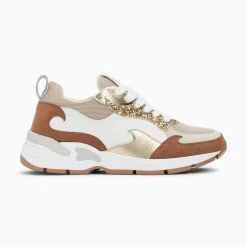 Vanessa Wu Sneakers>Baskets Flamme Juliette Blanc Et Camel