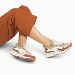 Vanessa Wu Sneakers>Baskets Flamme Juliette Blanc Et Camel