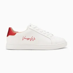 Vanessa Wu Sneakers>Baskets Isabella Blanc Et Rouge A Lacets