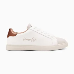 Vanessa Wu Sneakers>Baskets Isabella Blanc Et Bronze A Lacets
