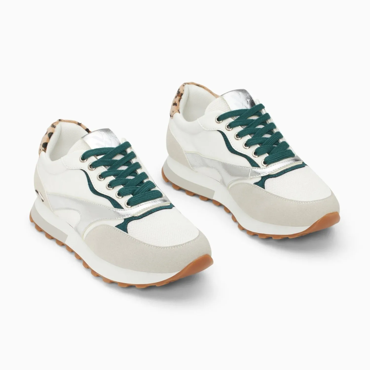 Vanessa Wu Sneakers>Baskets Jade Argent Et Vert A Semelle Running