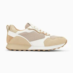 Vanessa Wu Sneakers>Baskets Margaux Beige Et Or A Semelle Running