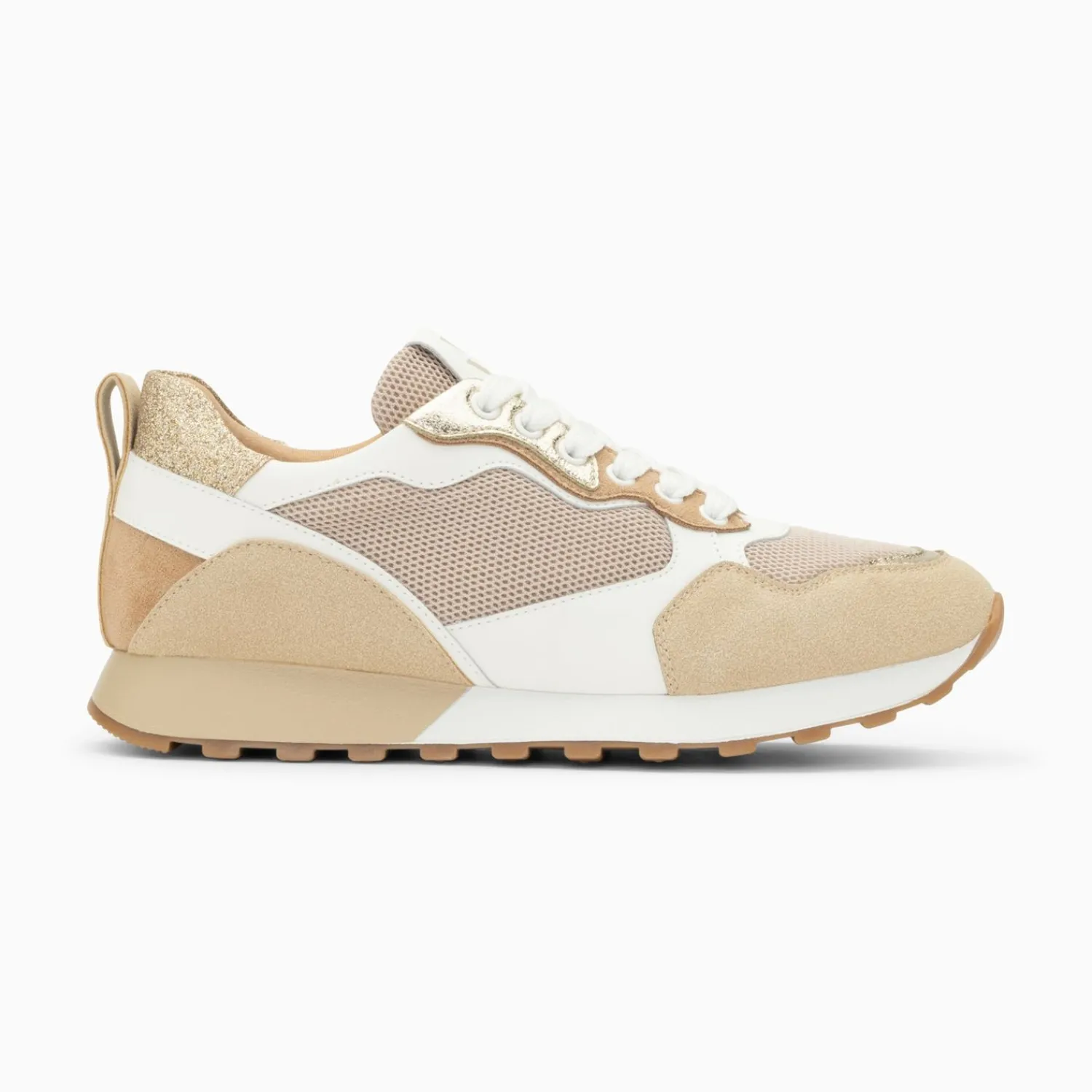 Vanessa Wu Sneakers>Baskets Margaux Beige Et Or A Semelle Running